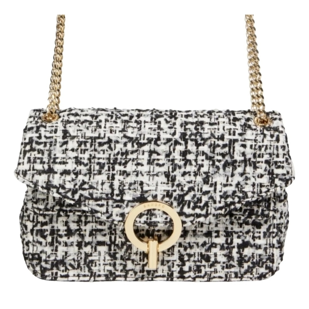 Chic Black and White Tweed Bag